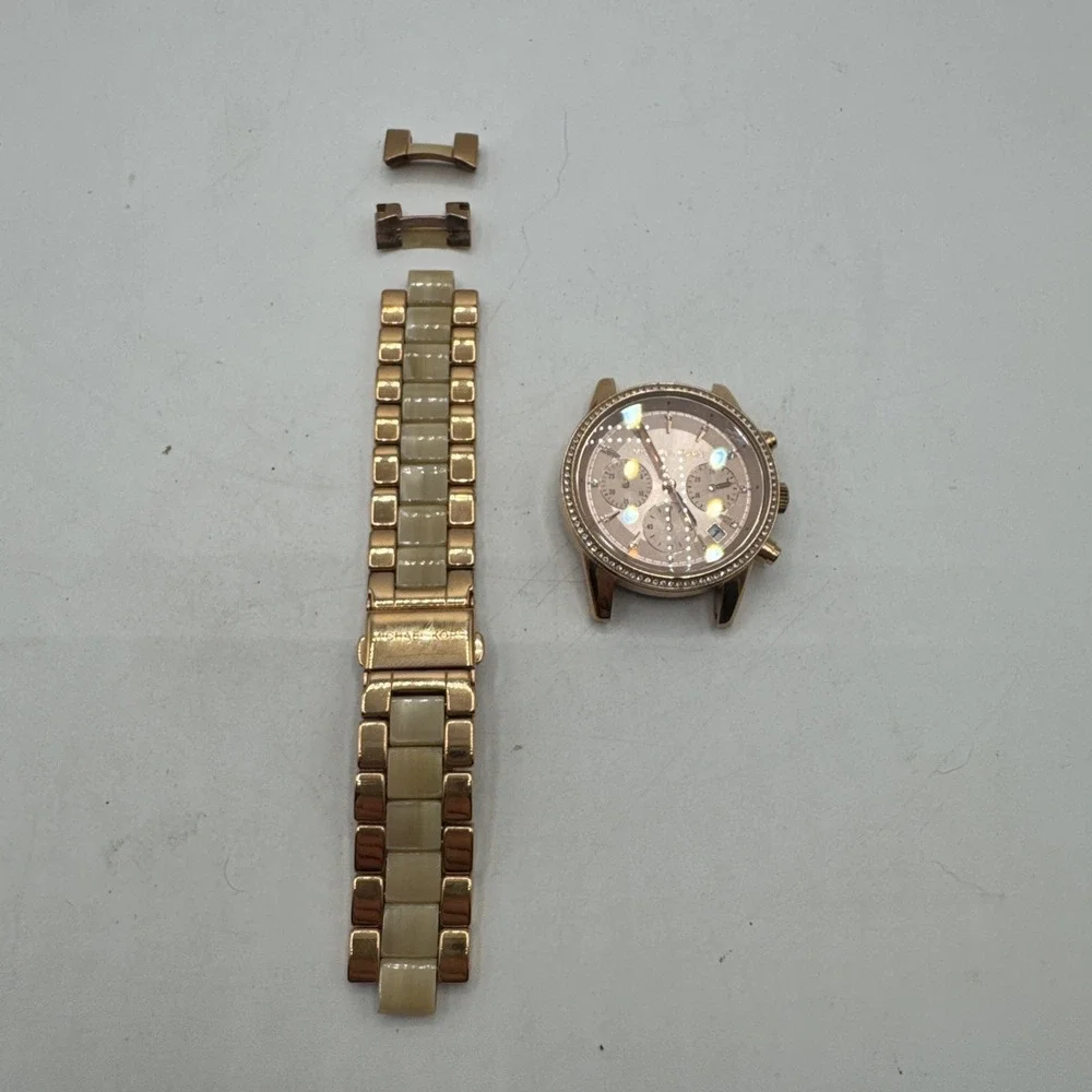 MICHAEL KORS MK6493 Ritz Rose Gold Blush Chronograph Crystal Bezel - Picture 3 of 4